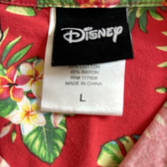 Disney Hawaiian Shirt Men's Size Large Mickey Minnie Mouse Red Short Sleeve - Picture 6 of 7